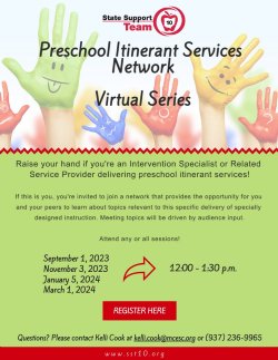 Event flyer for Preschool Itinerant Services Network series